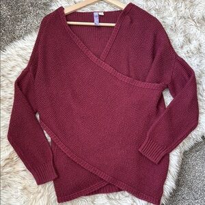Rose Red Wrap Sweater